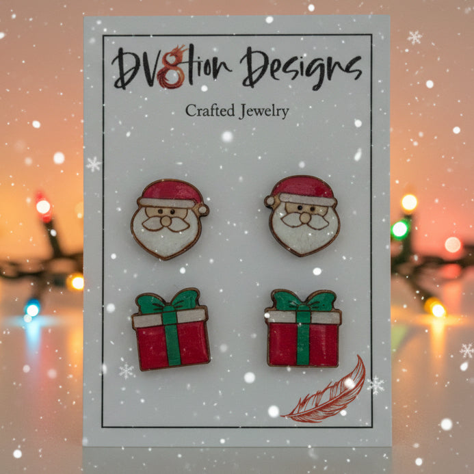 Santa & Present Studs