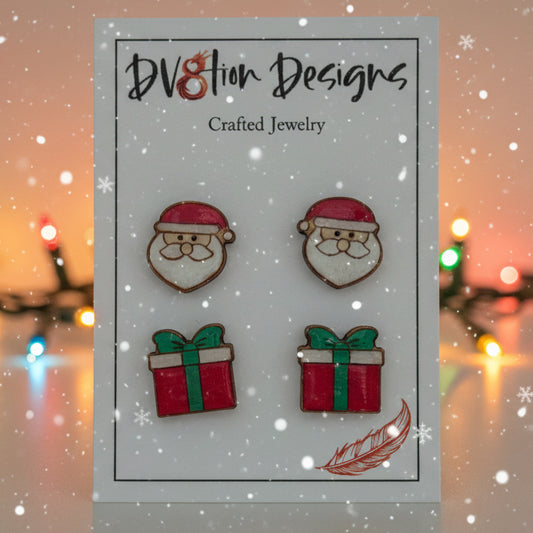 Santa & Present Studs
